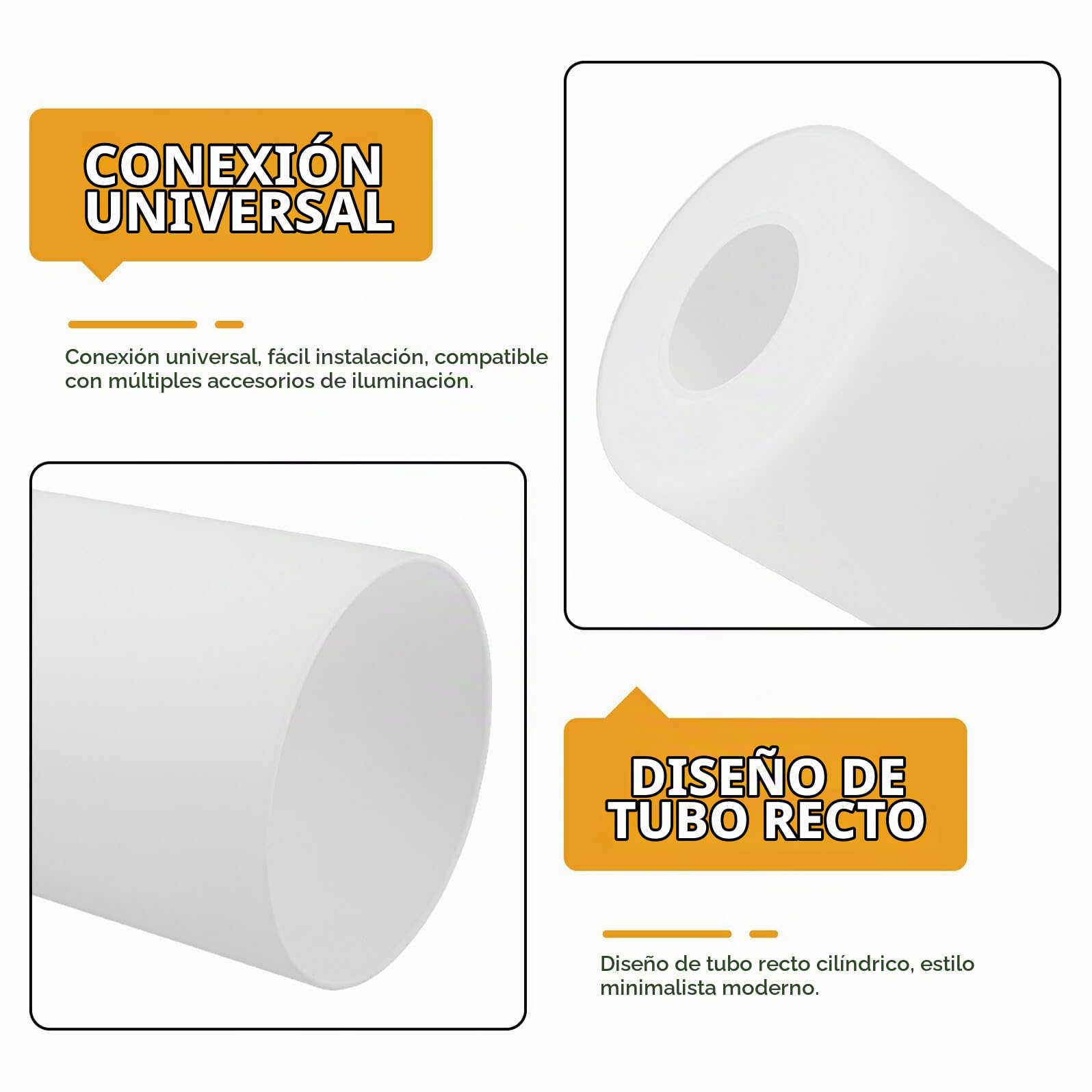 Pantalla Cilíndrica de Vidrio Esmerilado para Lámpara E27 Diámetro 100 MM X Altura 200 MM Cubierta de Repuesto Resistente al Calor para Lámparas de Mesa y Pie Iluminación