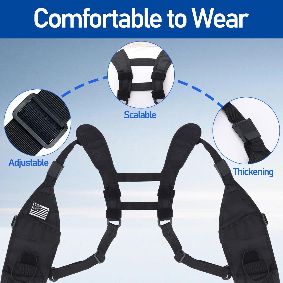 Radio Chest Harness Double Radio Shoulder Holster Chest Harness Vest Rig Strap Two Way Raido for Baofeng UV-5R AR-152 5RM BF-F8HP PRO K5PLUS UV32 DM 32 Walkie Talkie Rescue Essentials（2pcs）