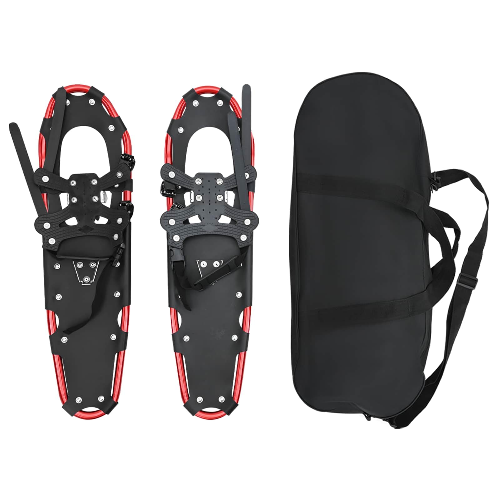 vidaXL Ciaspole 3 in 1 Rosso e Nero 78,5 x 22 cm Alluminio e HDPE, Ciaspole in alluminio per il giardino, attrezzatura outdoor regolabile, accessori moderni per camminare sulla neve