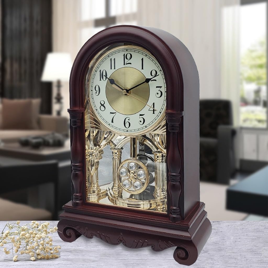 Block Clock Table European Vintage Living Room Silent Bedroom Old-Fashioned Pendulum