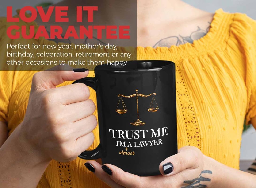 Bubble Hugs Lawyer Coffee Mug 15oz Black - Almost a Lawyer - Law Student Law School Advocate Beverage Case Attorney Legal Court Judge Prosecutor Defendant Jury