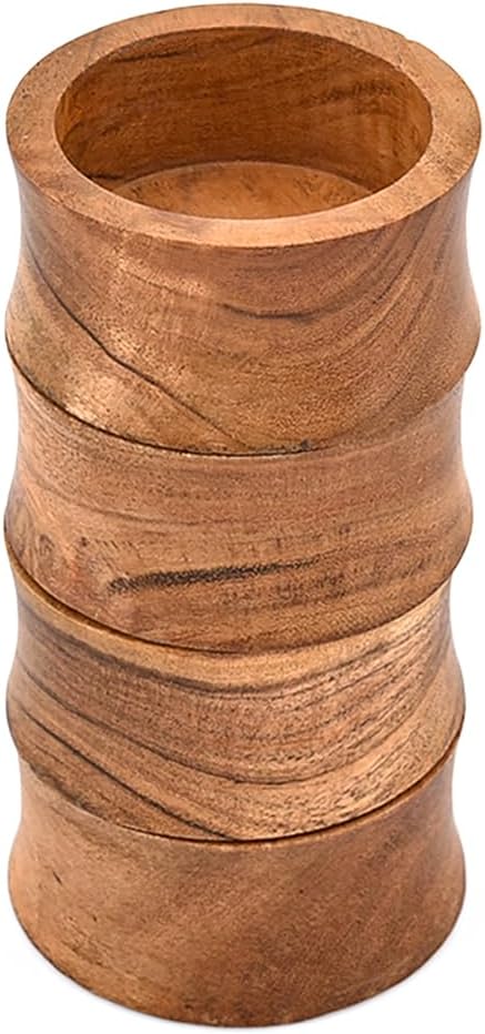 ARAMBH Soup Bowls Acacia Wood Hand-Carved Bowls – Set of 4 | Rustic Wooden Bowls for Soups, Salads & Pasta | Durable, Eco-Friendly, Food-Safe (7.62cm x 7.62cm x 3.81cm)