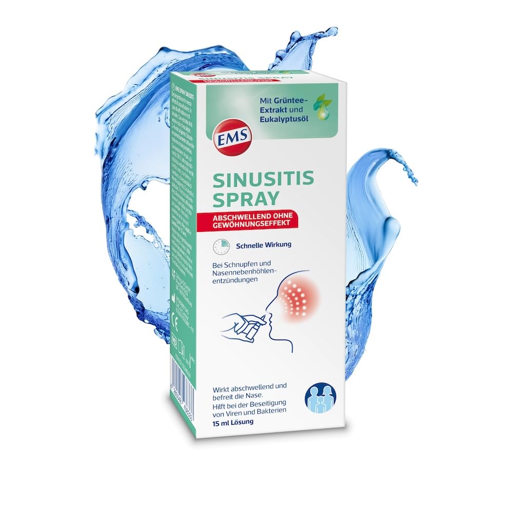 Ems Sinusitis Spray mit Eukalyptusöl – Nasenspray bei Schnupfen und Nasennebenhöhlenentzündung, 15 ml