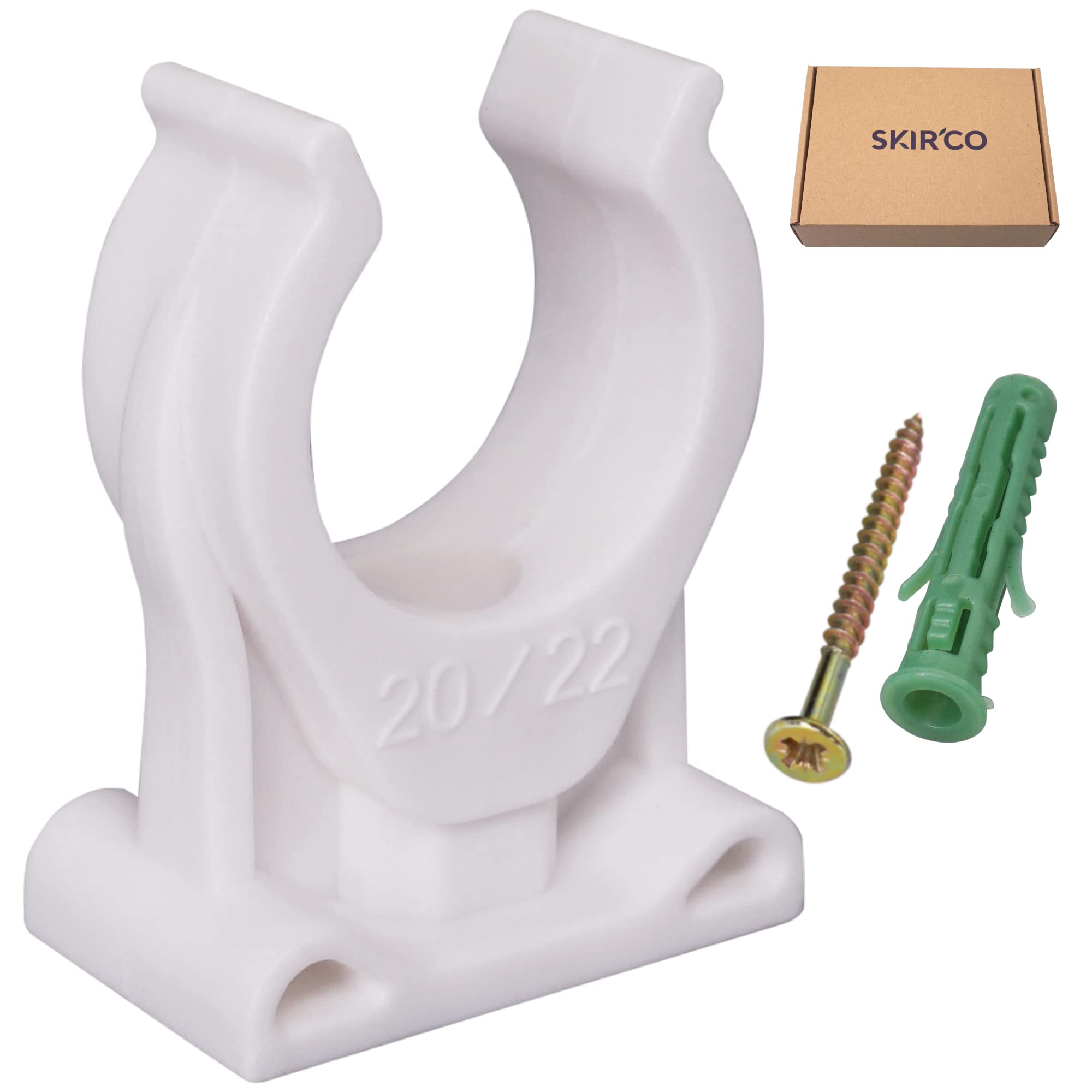 SKIR'CO (50 pcs) Pipe Clips, Plastic Clamps for 20-22 mm Pipes, U Type Pipe Clamp, Hose Hangers, Tubing White Clips - Image 2