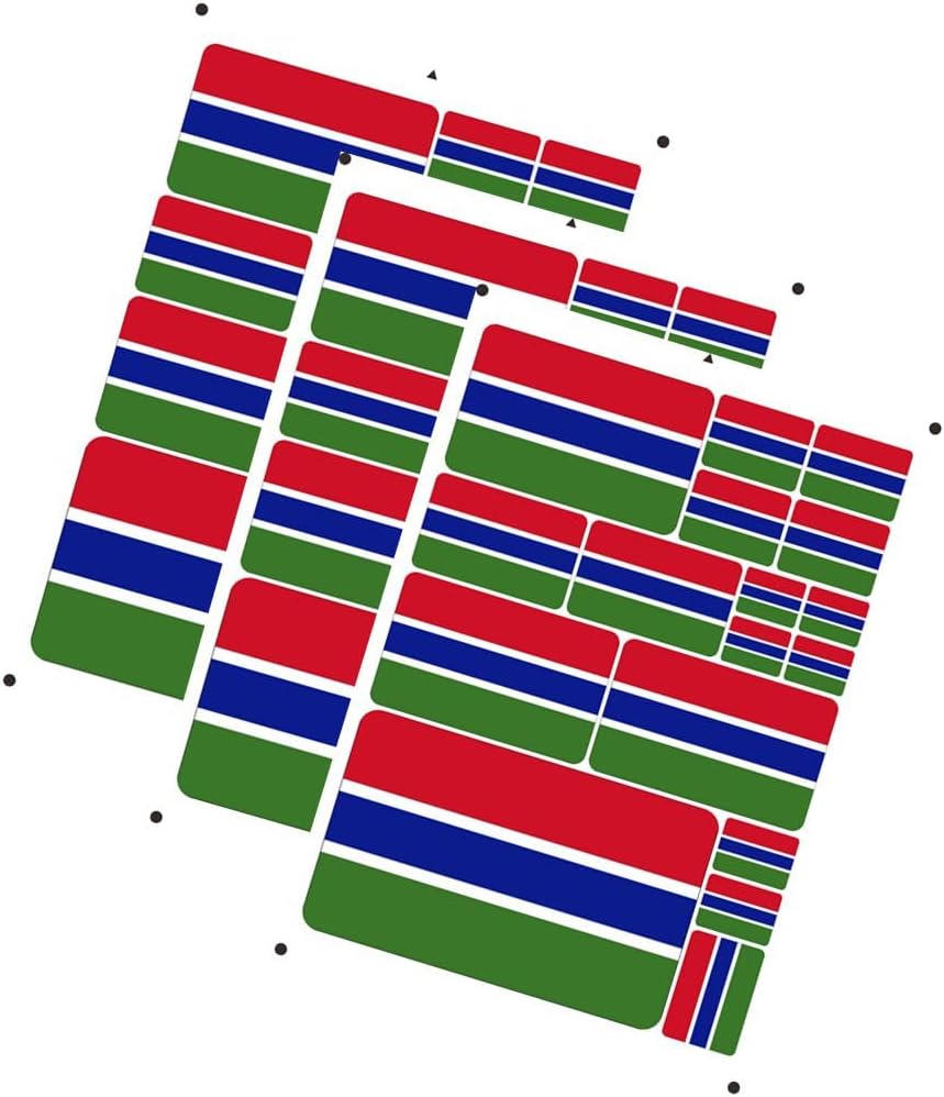 3 Pack Laser Printing Asia Africa Each Country Gambia Flag Stickers Decal in Multiple Sizes Sticker (Red Gambia)
