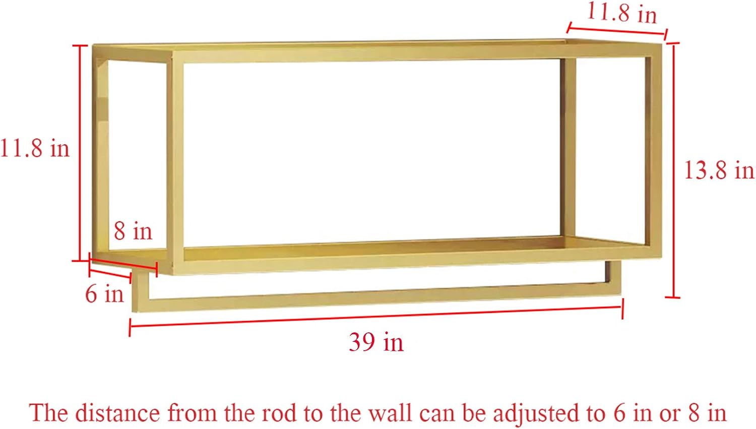 Creative Square Display Garment Racks in Boutique Clothing Stores, Wall-Mounted Hanging Clothes Shelf in Home, Towel Racks for Bathroom Storage Shelves (Gold, 39" L)