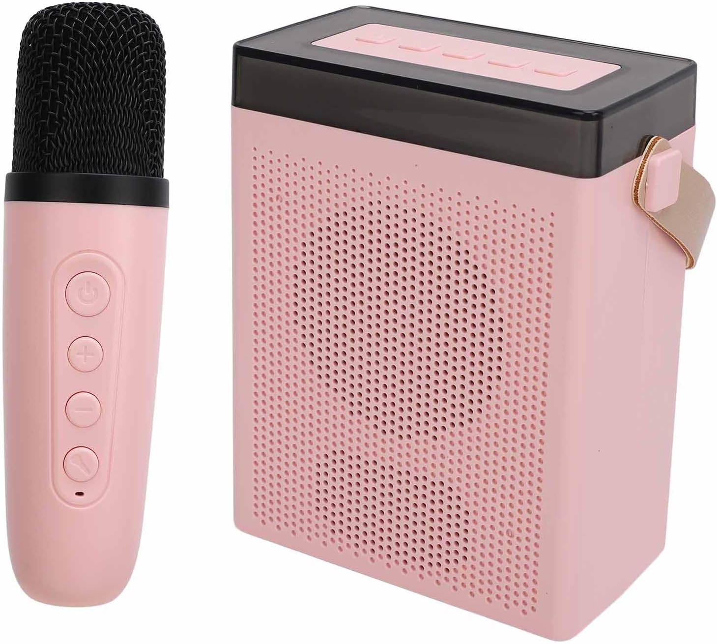 Yinhing Portable Speaker with Wireless Microphone Set USB Rechargeable Ambient Light Mini Karaoke Machine for Kids Adults Pink