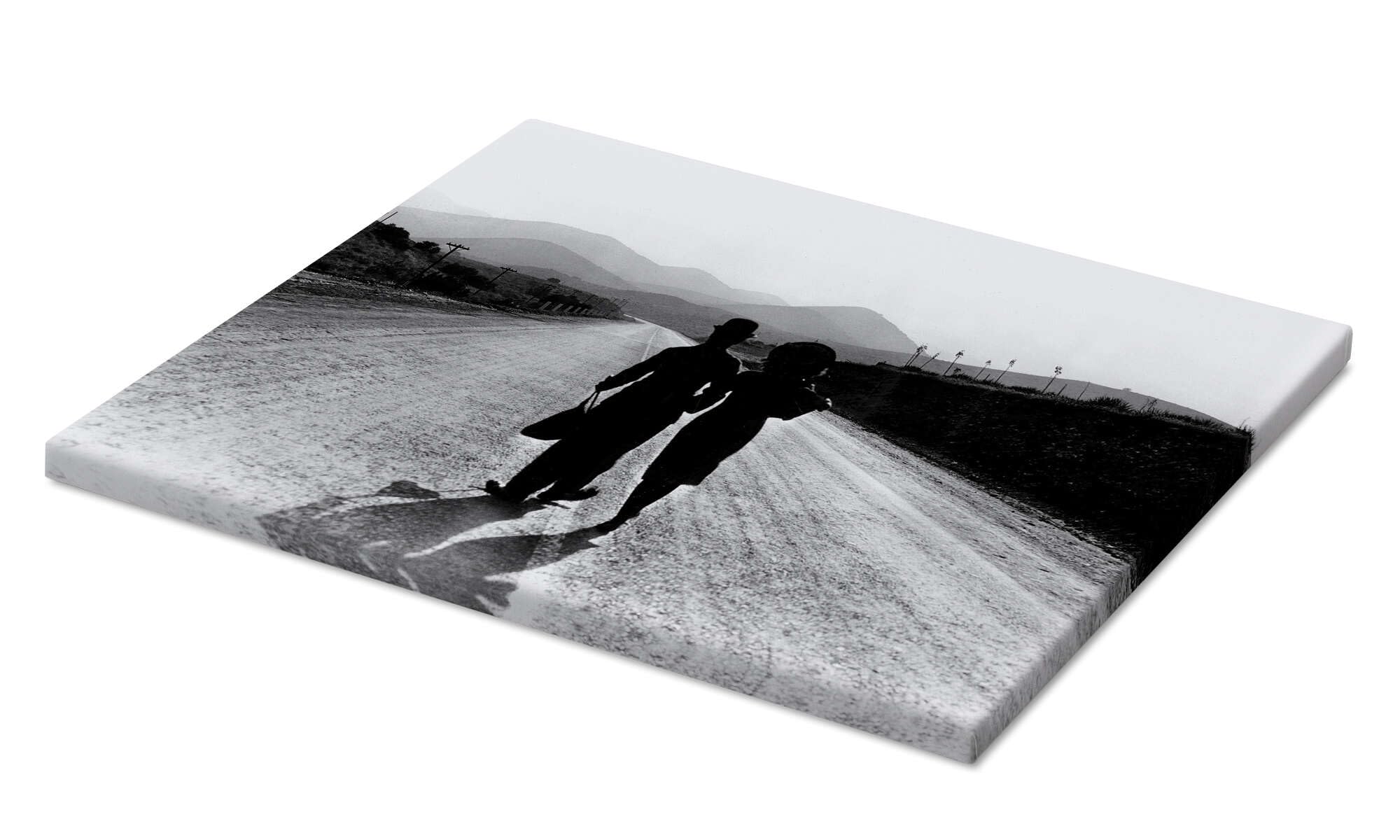 Posterlounge Modern Times, Charlie Chaplin, final scene Stampa su tela | 70 x 50 cm Nero e Bianco Quadri Decorazione per pareti