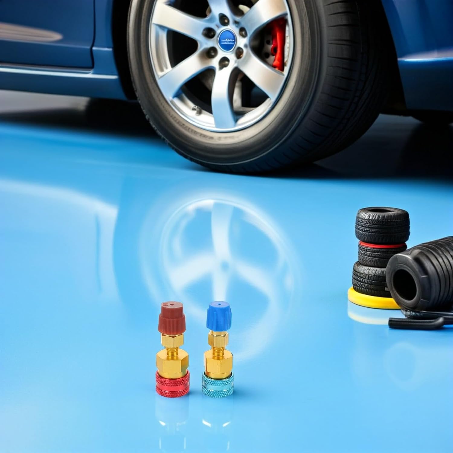 R1234yf Refrigerant Quick Coupler Kit with Ac Hose Adapters, Low and High Pressure R1234yf Adapter Connectors for Automotive Air Conditioner Repair