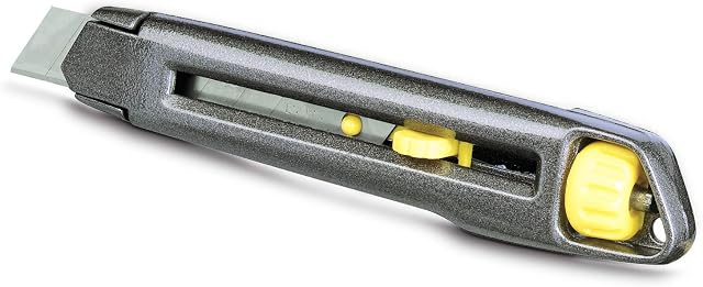 Stanley Cutter-Messer InterLock 1-10-018 (18 mm Klingenbreite, 165 mm Klingenlänge, Metall-Korpus mit patentierter InterLock-Verbindung, einfacher, werkzeugloser Klingenwechsel)