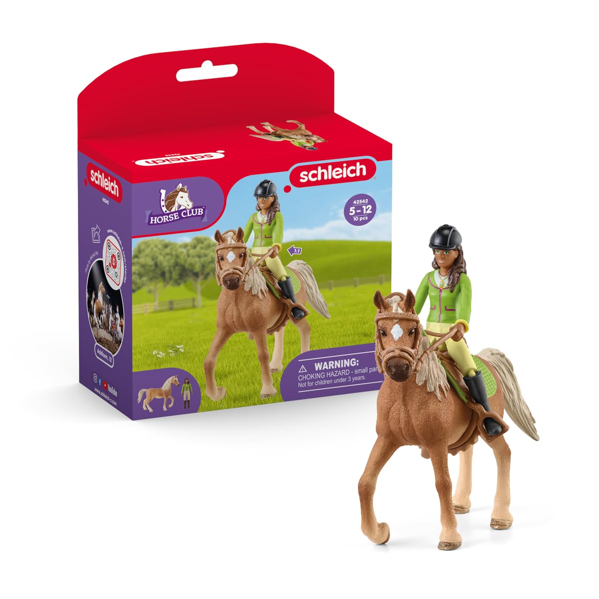 SCHLEICH Horse Club | Sarah & Mystery 42542 | bewegliche Mädchenfigur | mit Pferde Zubehör | tolles Geschenk für Mädchen und Jungen | Pferde Spielzeug ab 5 Jahren | 10 Teile | exklusiv bei Amazon