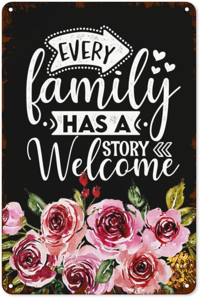 peiyeety Vintage Metal Tin Sign Family Story Retro Art Tin Sign Funny Decorations For Home Bar Pub Cafe Farm Room Metal Poster Suitable For Bedroom Restaurant Bathroom Indoor-Outdoor Bar Cafe 8"x12"