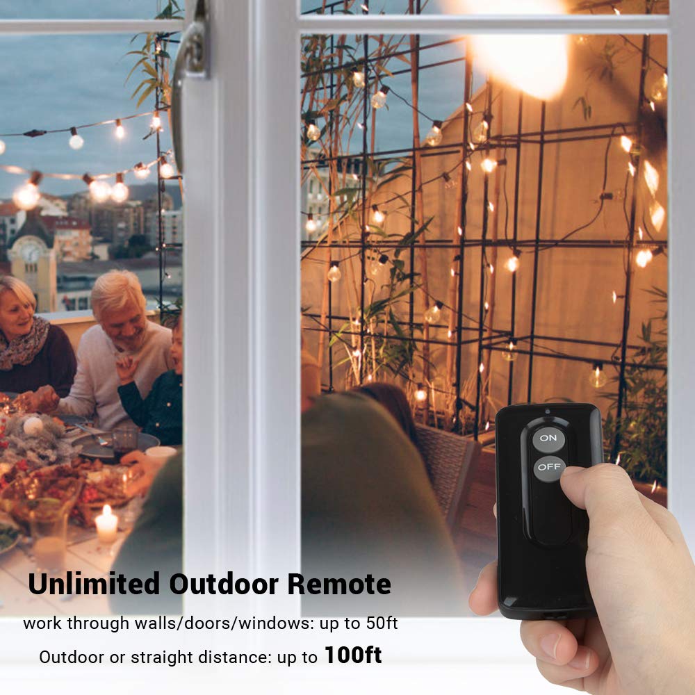 🔥 DR.PREPARE Wireless Remote Control Outlet Switch, Weatherproof Outdoor Electrical Outlet Plug in Light Switch, 100 Feet RF Signal, FCC Certified for Home, Patio, Swimming Pool, Fountain - Black