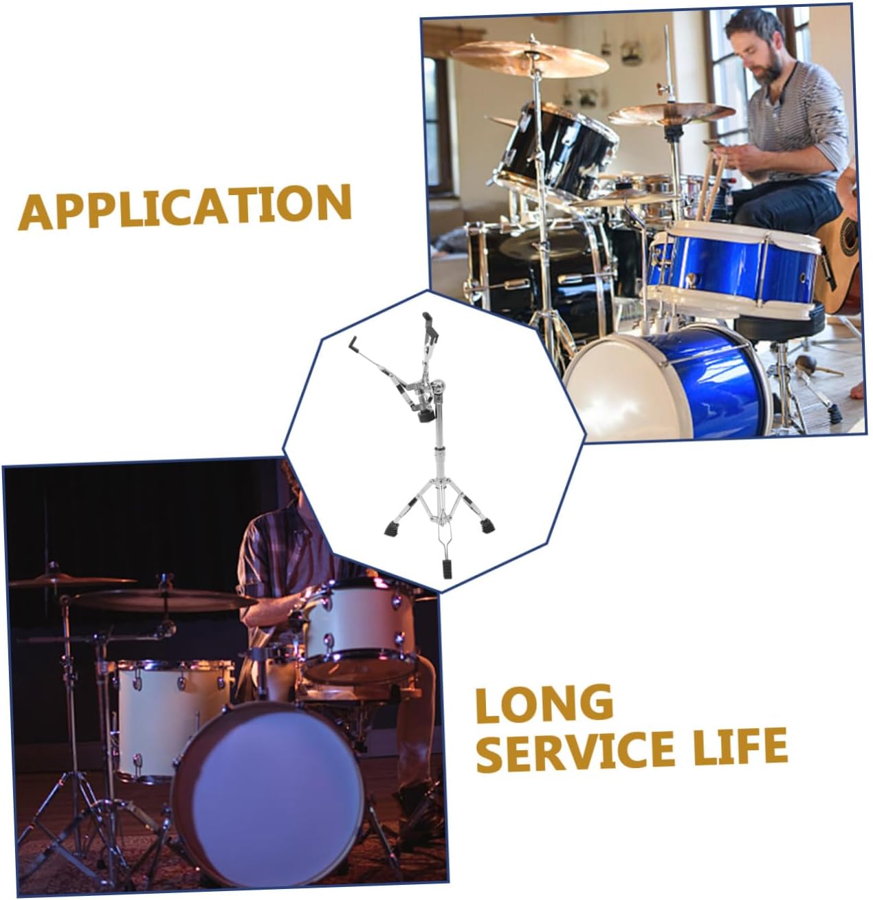 Adjustable Double-leg Snare Drum Stand with Metal Dumb Drum Holder and Drumstick Shelf Portable for Band and Percussion Accessories