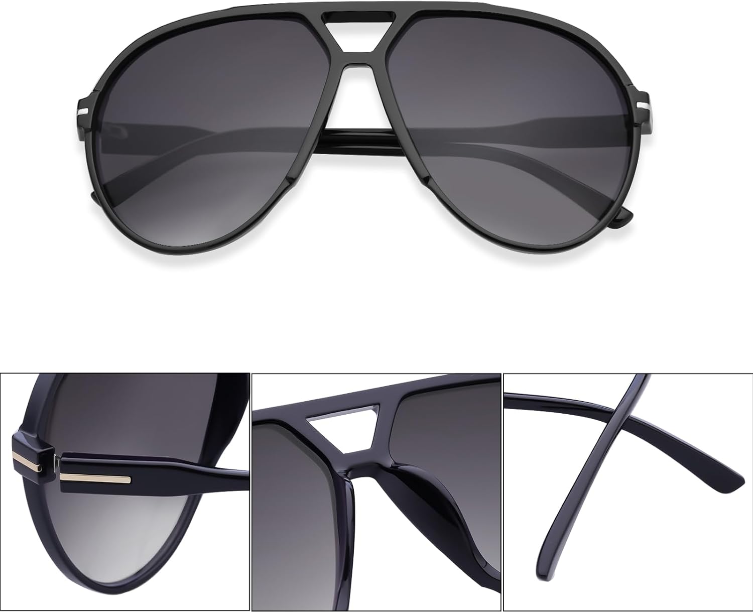 Retro Oversized Aviator Sunglasses for Women Men Large Tinted Lens Shades Trendy Vintage 70S Designer Tangle Free - Image 2