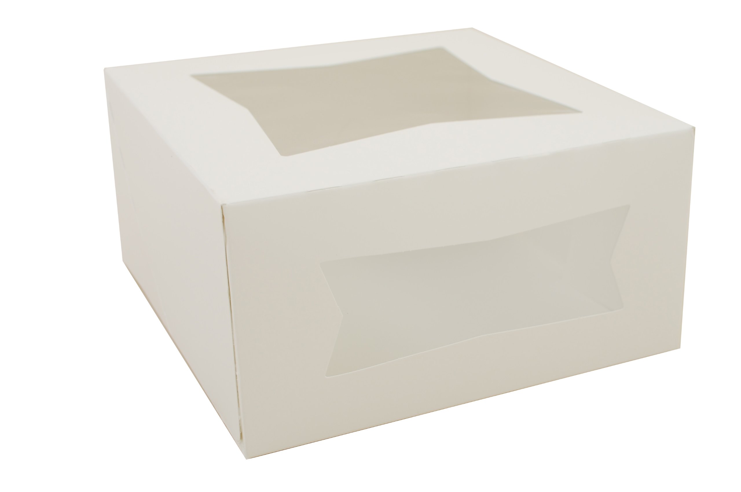 Southern Champion Tray 24053 Paperboard White Window Bakery Box, 8" Length x 8" Width x 4" Height (C