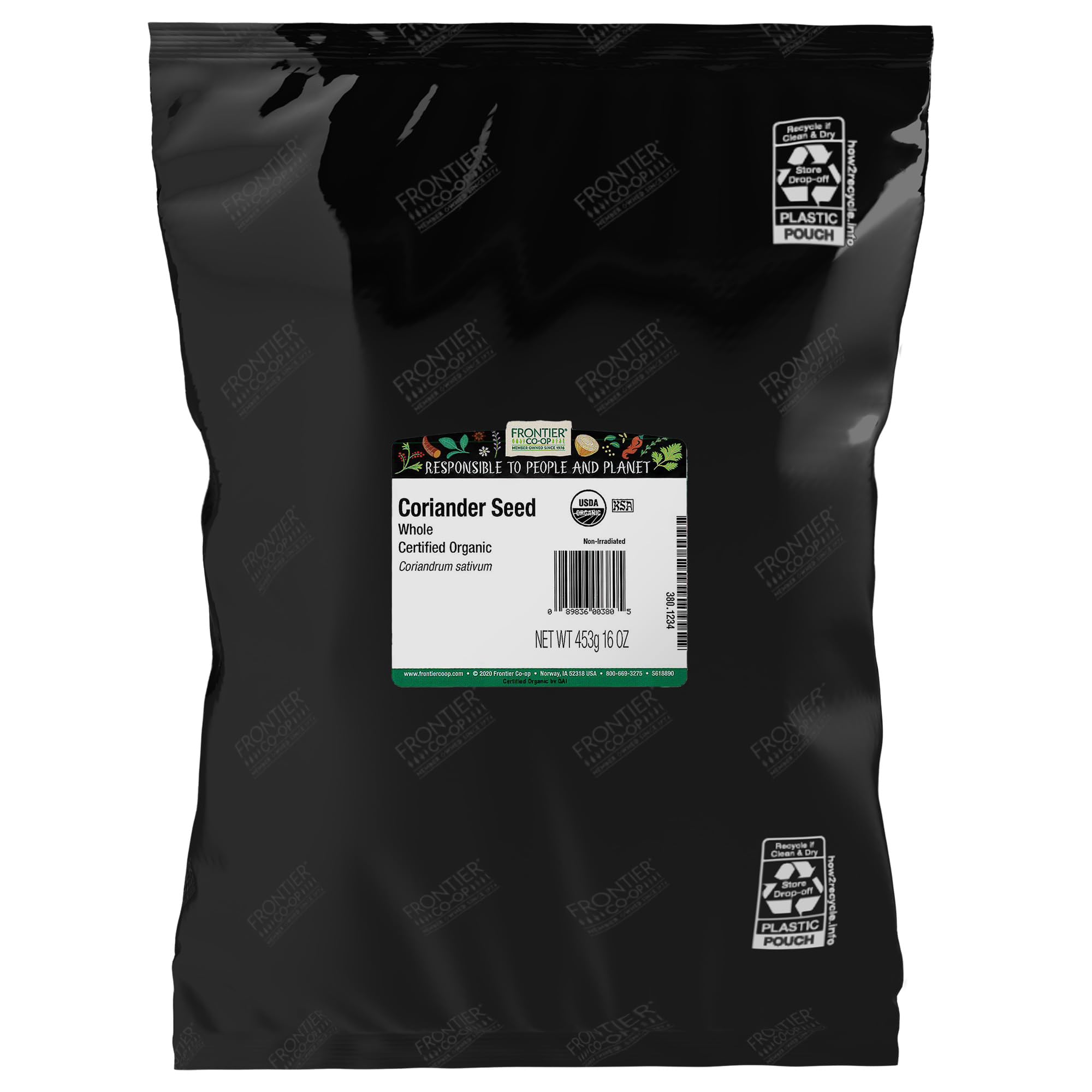 Frontier Co-op Whole Coriander Seeds, Bulk Spice, Certified Organic | 16 Ounce (Pack of 1)