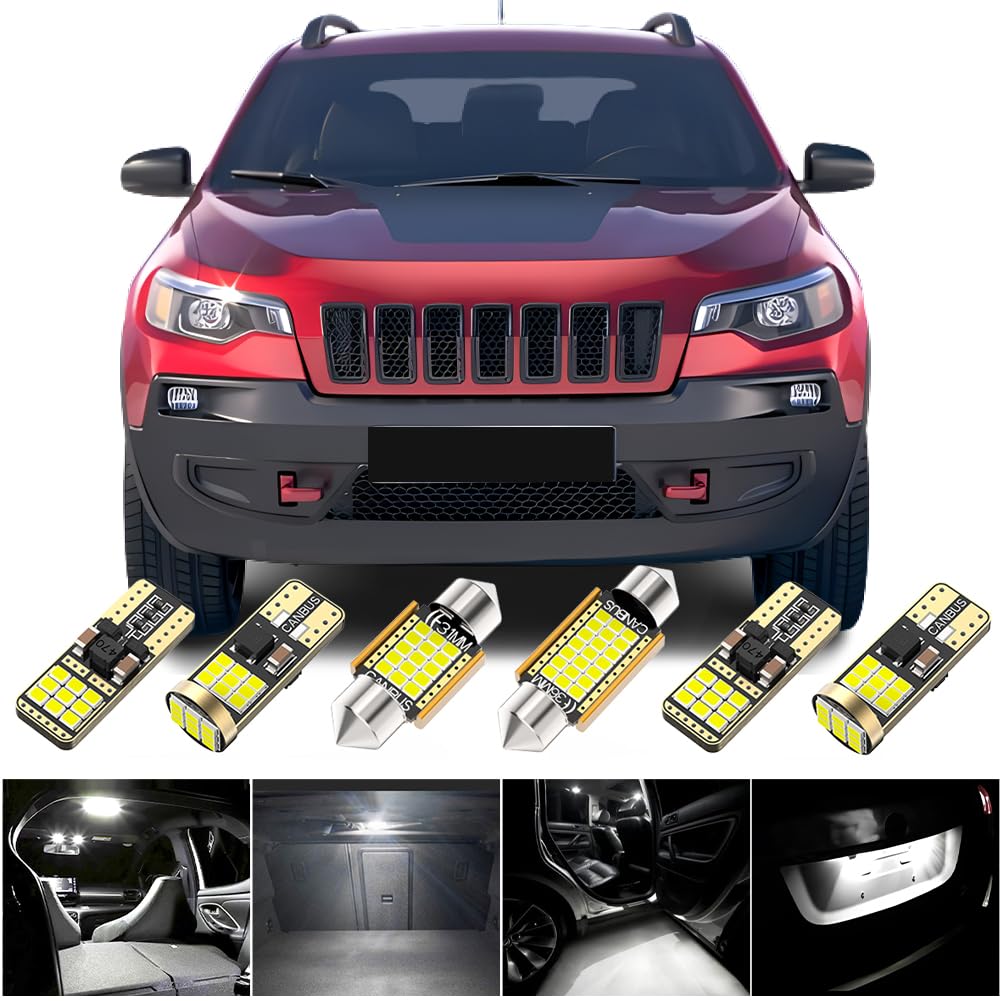 BMT xms LED Interior Light Kit Replacement for JEEP Cherokee KL 2014-2020, 6000K White Car Interior Lights, 16 Pieces