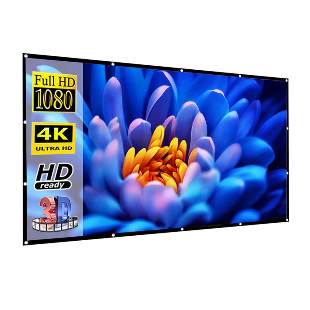 Telo Proiettore Portatile, 60-300 Pollici Schermo for Proiettore 16:9 HD Schermo Proiettore Pieghevole da Interno ed Esterno for Home Theater, Cinema All'aperto(180in)