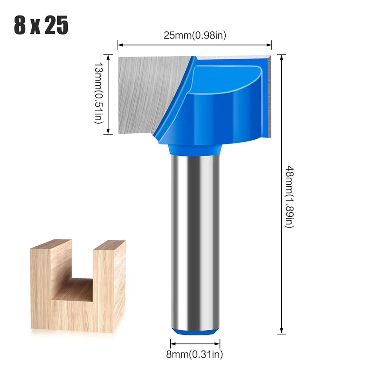 8mm Shank Cleaning Bottom Engraving Bit Solid Carbide Router Bit Woodworking Tools CNC Milling Cutter Endmill for Wood 1Pcs(8X25mm)