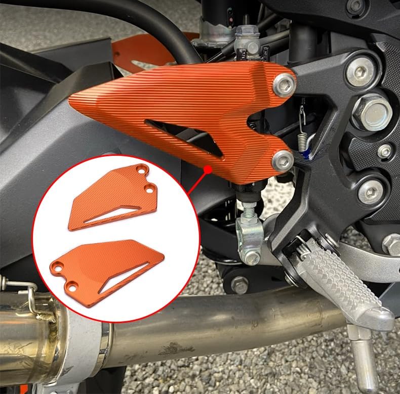 Miniatura 4 de motokano Accesorios de motocicleta reposapiés delantero y trasero Juego de placas de talón protector compatible con KTM Duke 390 2017 18 19 20 21