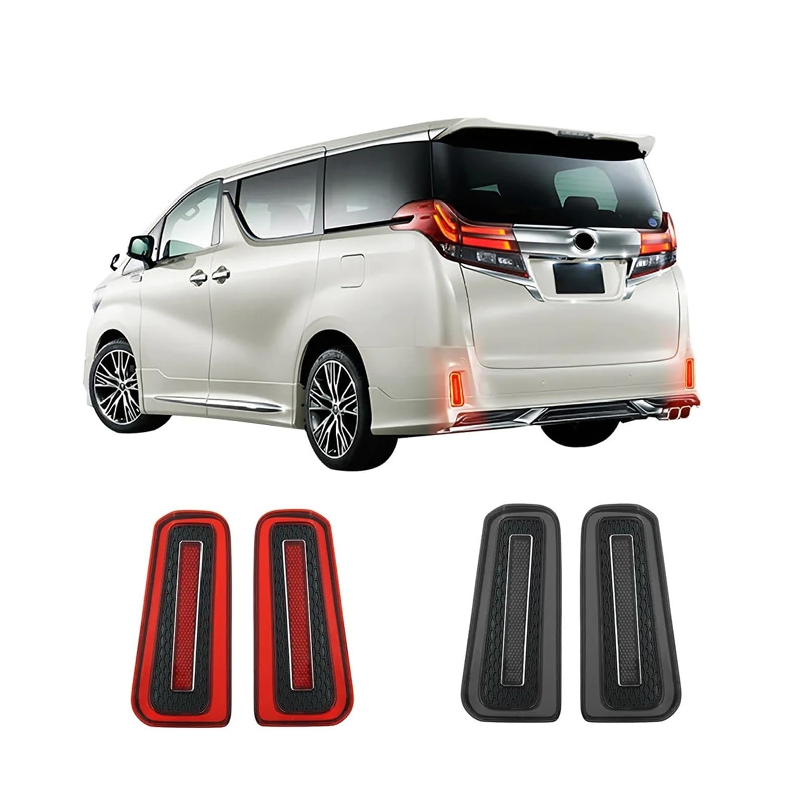 Pasuje do T0y0ta Alphard 30 Vellfire 30 tylne światło na zderzak lewy prawy tylny hamulec lampa stop DRL światła reflektorowe montaż akcesorium samochodowe(Red lens)
