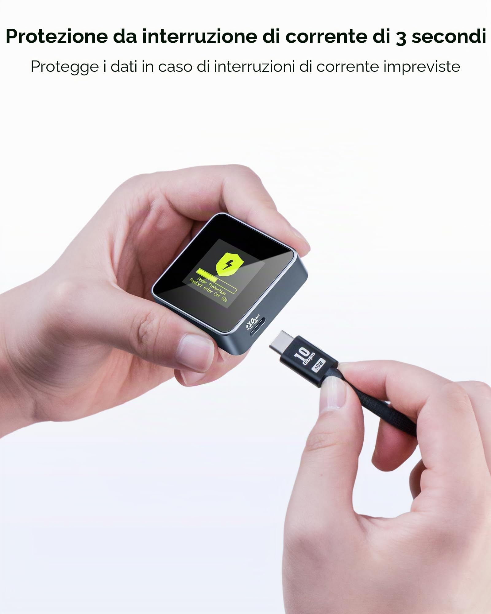 DOCKCASE Smart Pocket SSD Case - 3S Power Loss Protection, NVMe M.2 Alloggiamento in tempo reale SD, USB 3.2 Gen 2 10Gbps, supporta SSD NVMe/PCIe 2230 M.2 fino a 2TB