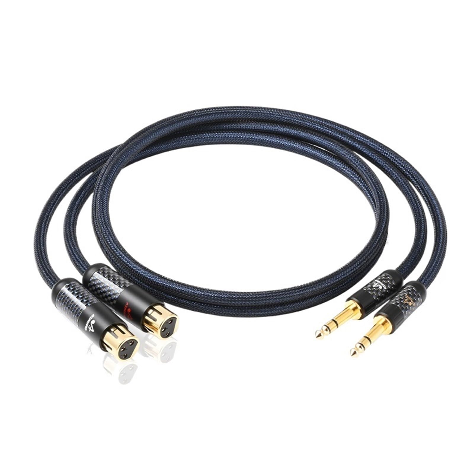 Kabel HiFi 6,5 do XLRR, czysty srebrny, podwójny TRS 6,5 mm do 3-pinowego kabla audio 2XLR do miksera, głośnika, mikrofonu (3,5 m)