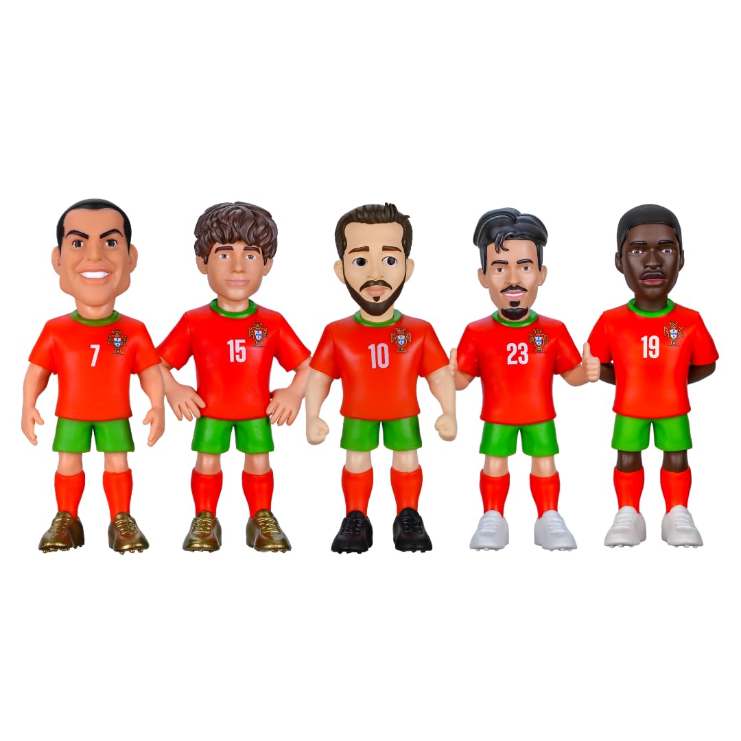 MINIX - Football Stars - Coupe du Monde - Pack - Portugal - 5 Figurines - Figurine à Collectionner 7 cm (Ronaldo, Joao Neves, Bernardo Silva, Vitinha, Nuno Mendes)