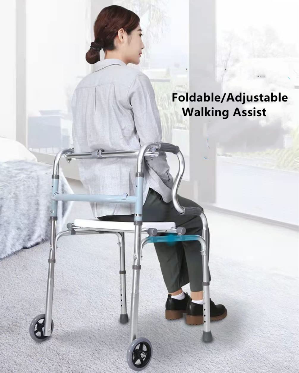 NOBRIM Deambulatore riabilitativo per Anziani Adulti Disabili Assistenza alla deambulazione Lega di Alluminio Telaio in Piedi Strumenti per l'allenamento della Mobilità Deambulatori Pieghevoli