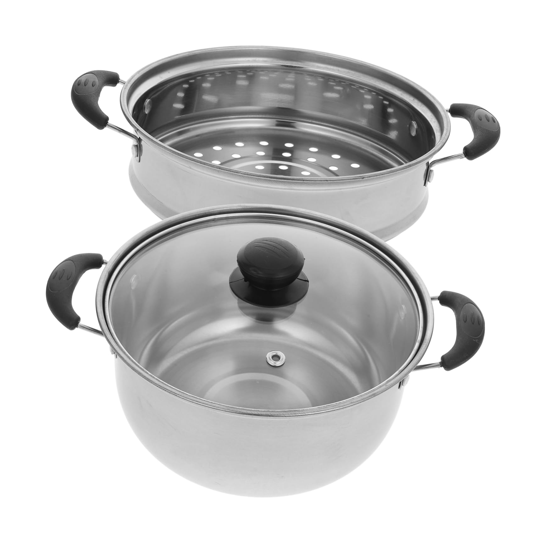 Olla Vaporera para Cocinar al Vapor de Acero Inoxidable, Olla de Sopa Profunda, Fácil de Limpiar y Compatible Tipo de Fuego