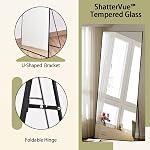 BEAUTYPEAK 21"x56" Full Length Mirror with Stand, ShatterVue Tempered Full Body Mirror, Floor Mirror with Aluminum Alloy Thin Frame, Free Standing or Wall-Mounted Mirror for Living Room, Black