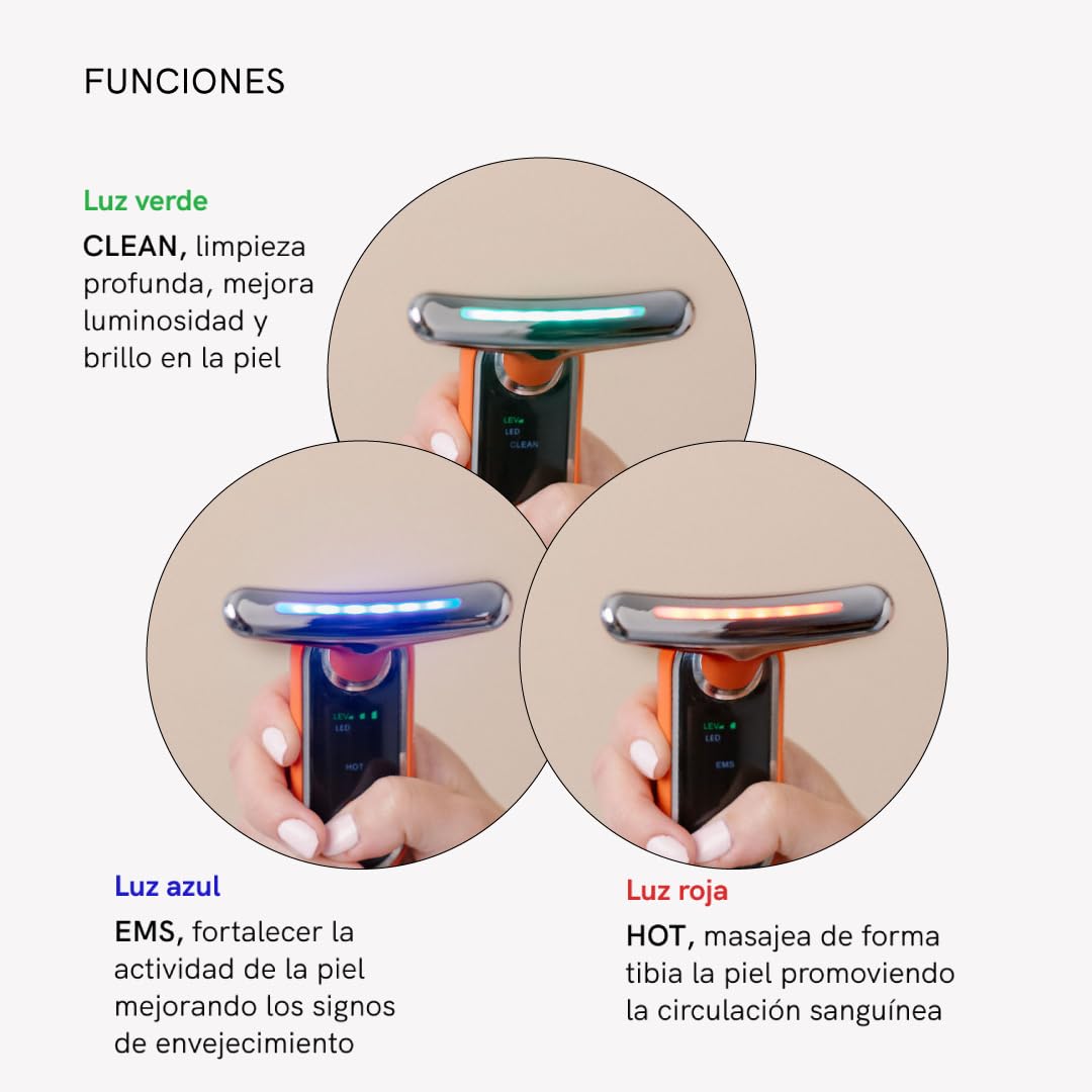 MASDERM Set aus Massagegerät für Gesicht und Hals + Gesichtscreme, Radiofrequenz, feuchtigkeitsspendend, 500 ml, straffend, Anti-Falten, galvanisches Gesichtsmassagegerät | Red Light Therapy Face |
