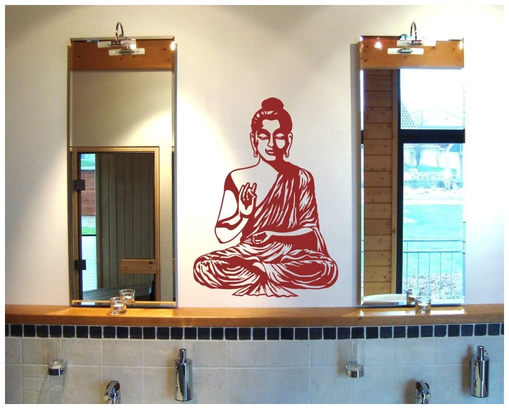 Samunshi® Wandtattoo Buddha Wandsticker 89 x 120cm mittelgrau