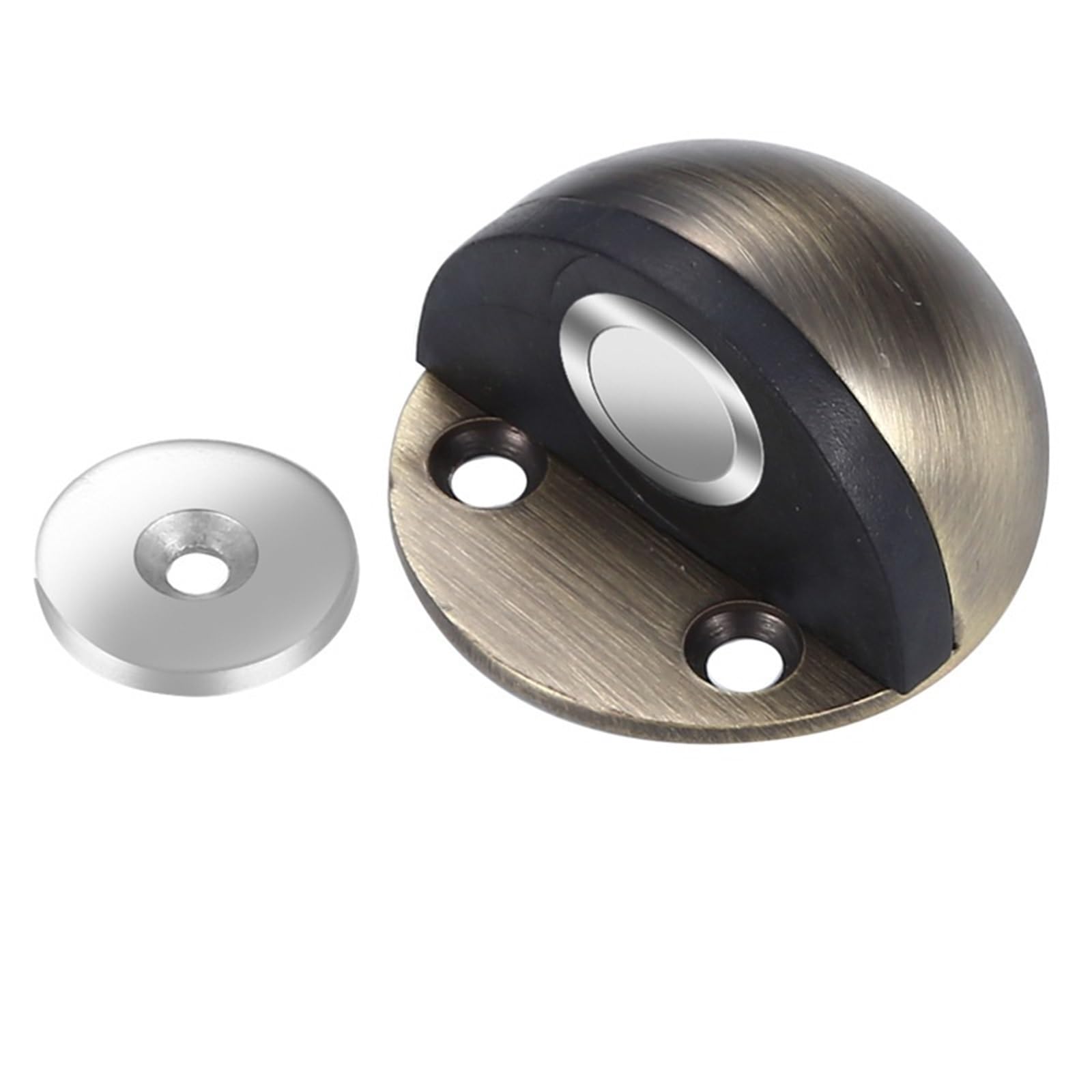 Luercher Bronze Door Stop Floor Mounted Door Stops Stainless Steel Door Stoppers For Floor Mounted Half Moon With Screws 2 Pack(Bronze)