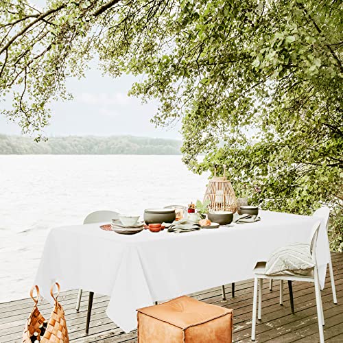 10 Pack White Tablecloths for 8ft Rectangle Tables 60 x 126 Inch - Polyester Table Cover Stain and Wrinkle Resistant Washable Fabric Table Clothes for Wedding Party Banquet Reception Restaurant