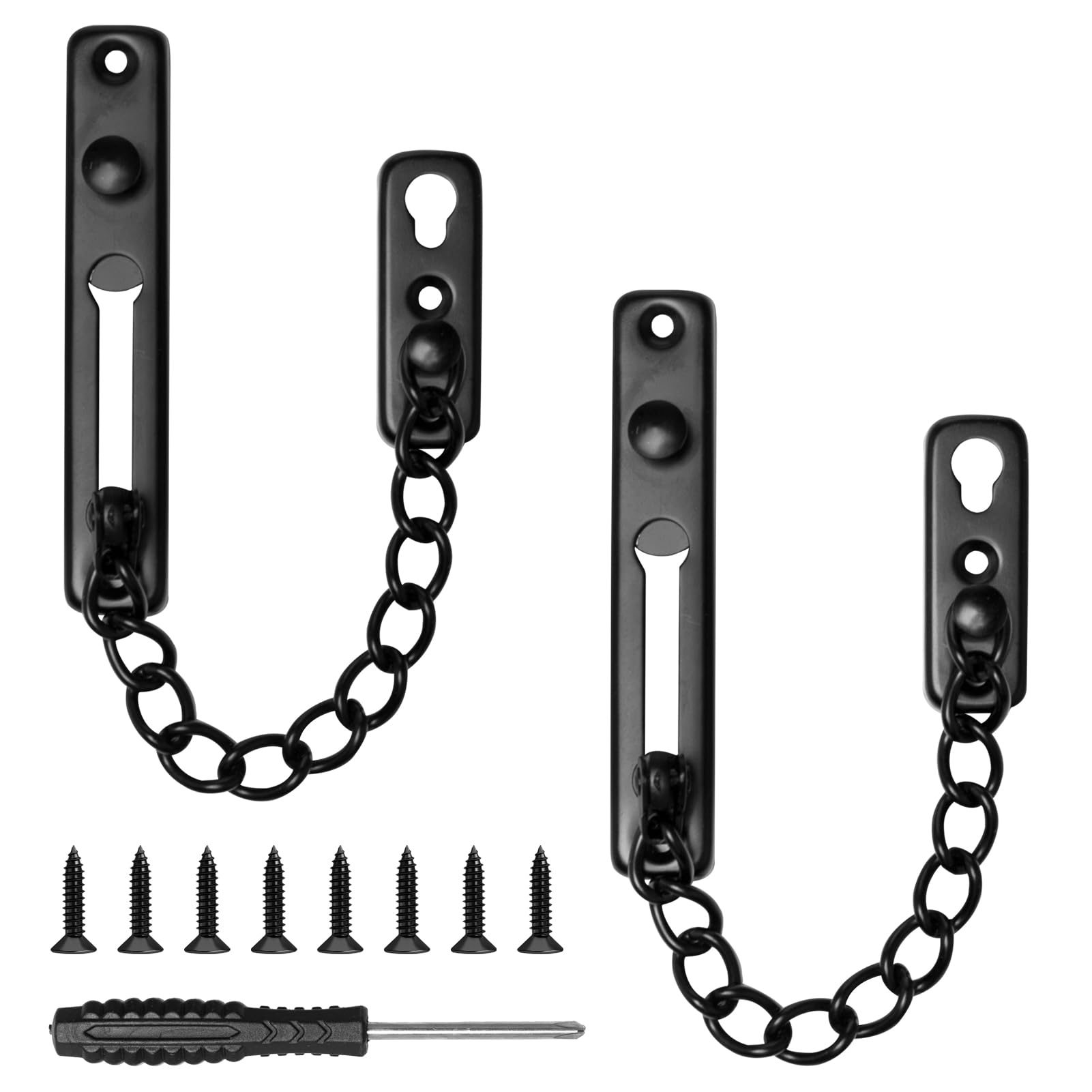2 Piezas Cerrojo Cadena Puerta Interior Seguridad Cerradura de Cadena de Puerta Antirrobo Cadena de Puerta de Acero Inoxidable con 8 Tornillos y 1 Cuchillo de Tornillo Para Puertas y Ventanas