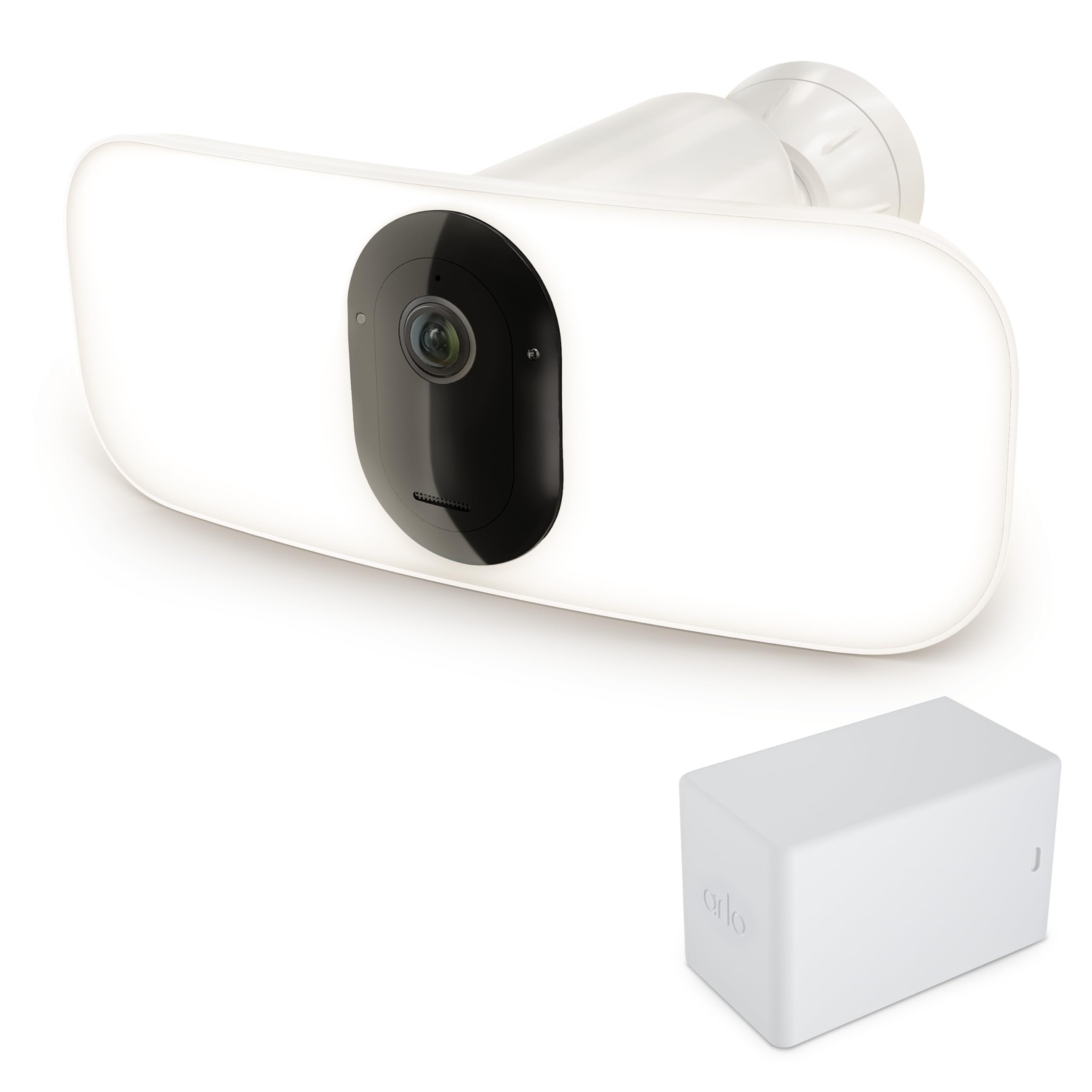 Arlo Floodlight Security Camera + Extra Rechargeable Battery, Wireless Outdoor 2K No Wiring Pro 3, WiFi, Up to 3000 Lumens LED, Person &amp; Vehicle Recognition, Package Detection, White
