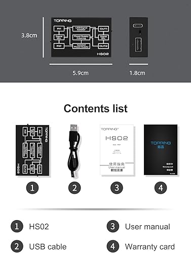 Miniatura 7 de KGUSS Topping HS02 USB2.0 Aislador de audio soporta hasta 1500 VCC, entrada USB-B y tipo C, salida USB-A y tipo C, compatible con PCM32bit 768kHz