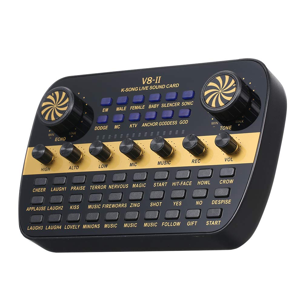 F FABOBJECTS V8 Live Sound Card Intelligent Adjustable 8-Channel USB DJ Mixer for PC, Black-image-6