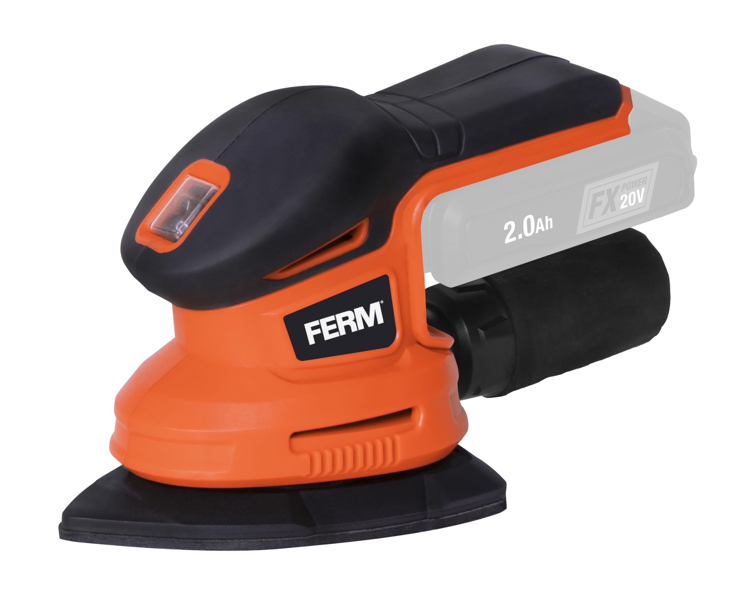 FERM Levigatrice Palmare a Batteria 20V AX-POWER – Levigatrice Delta Senza Fili, 10.000 giri/min, Aspirazione Polvere, Soft Grip (Batteria e Caricatore NON Inclusi)