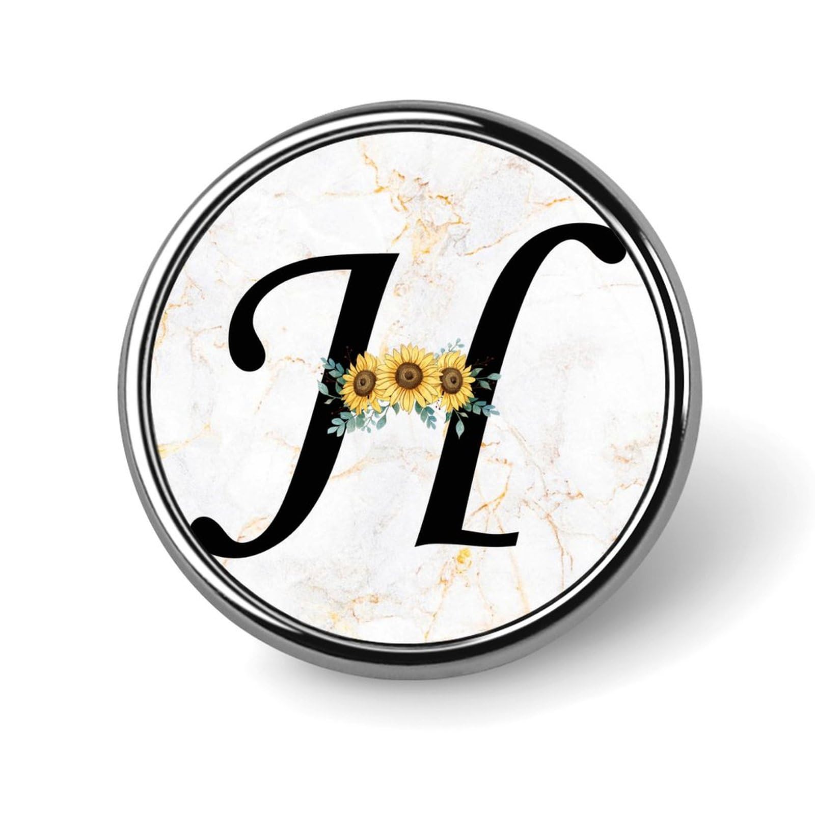 Emaliowane przypinki kawałki monogram inicjał R Jean guziki alfabet słonecznik kwiatowy broszka przypinki nazwisko nazwisko odznaka przypinki jasna rodzina początkowa przypinka do klapy