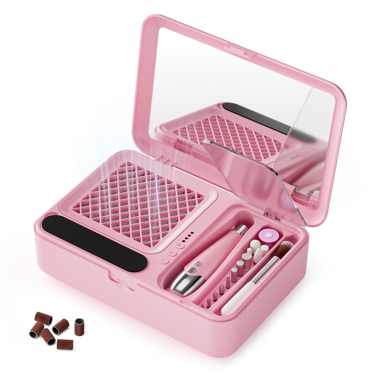 WOBSION Nail Dust Collector & Electric Cordless Nail Drill 2-in-1 Set, Portable Acrylic Gel Nail Removing and Polishing Manicure Tools for Beginners,Lightweight &Rechargeable,Ideal for Home