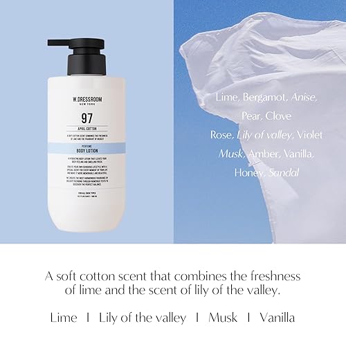 Miniatura 3 de W.Dressroom No.97 April - Loción corporal de perfume de algodón, loción corporal hidratante para piel seca y sensible, absorción rápida, no grasa,