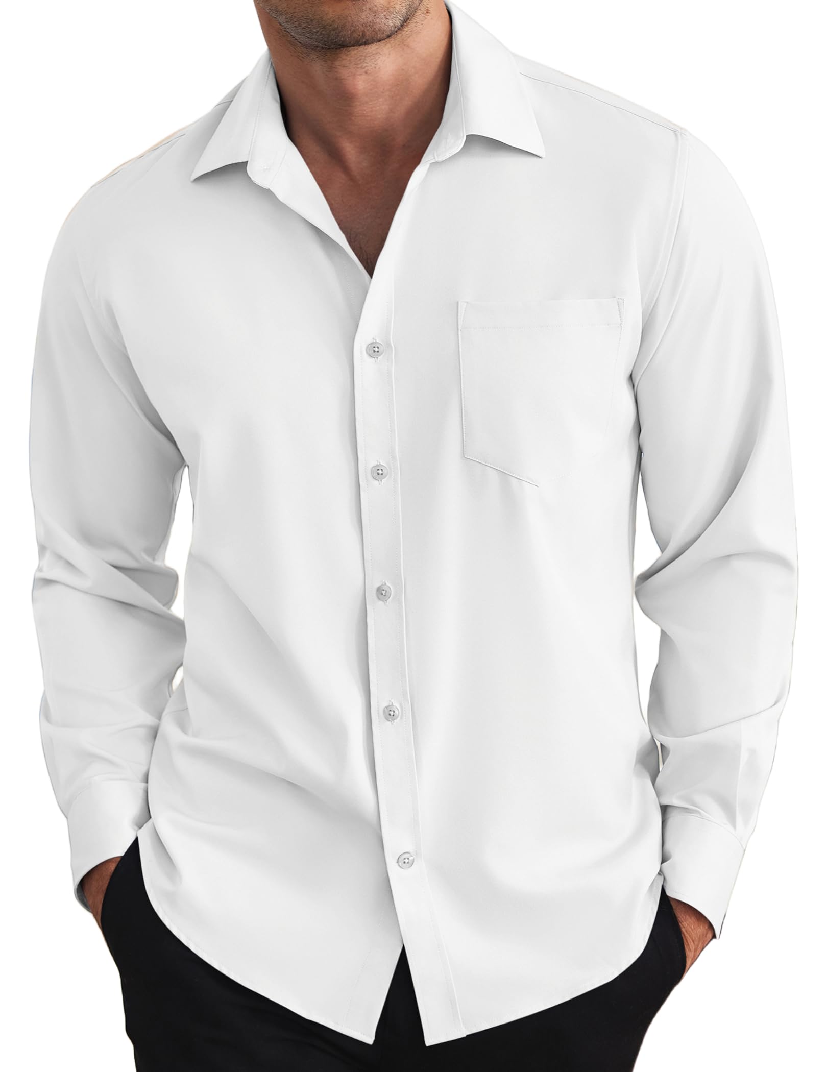COOFANDY Hemd Herren Langarm Freizeithemden Business Hemd Regular Fit Button Down Hemden mit Brusttasche