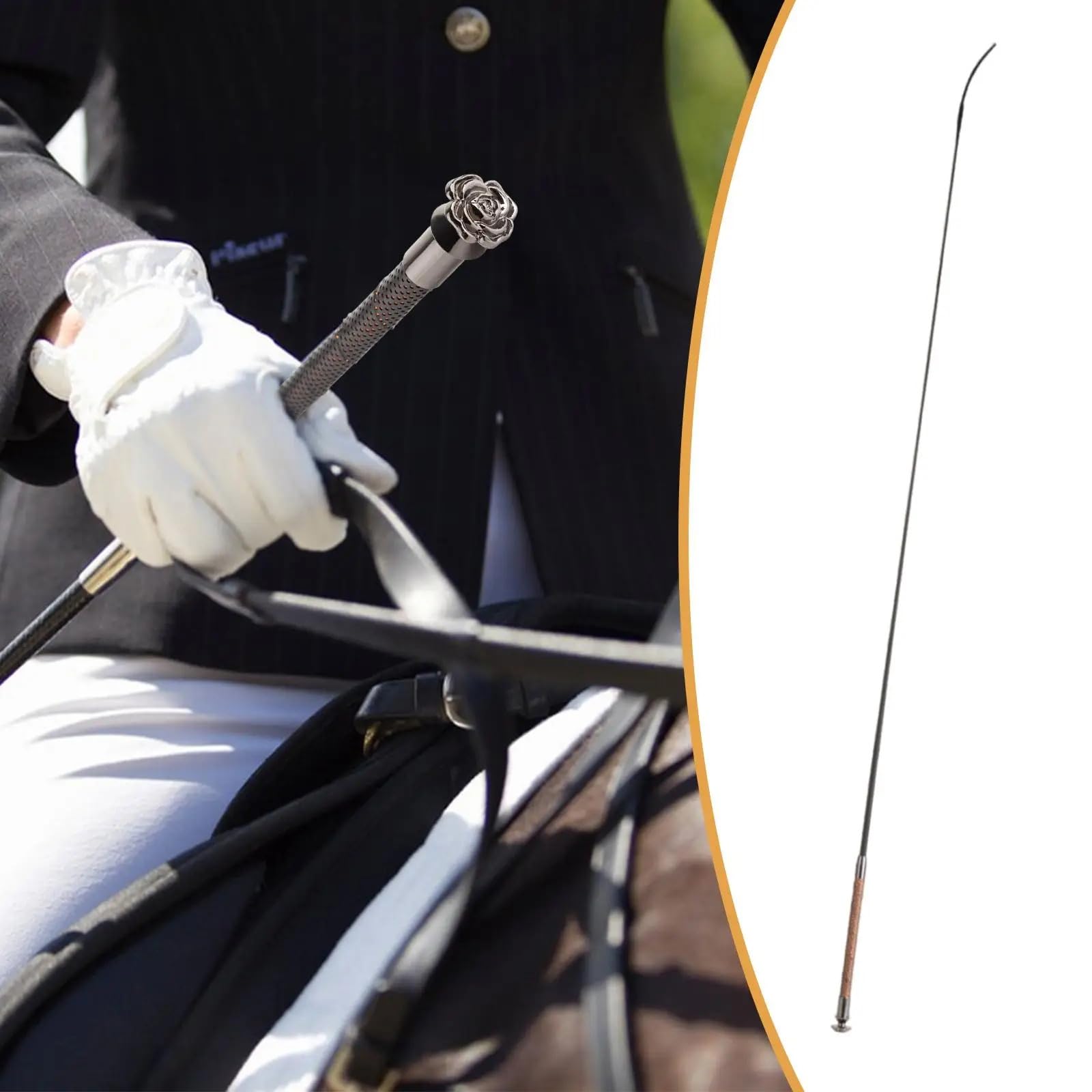 Frustino Cavallo Frustino da Equitazione Compatto Elegante con Manico Floreale for Cavalli Forniture equestri Dressage