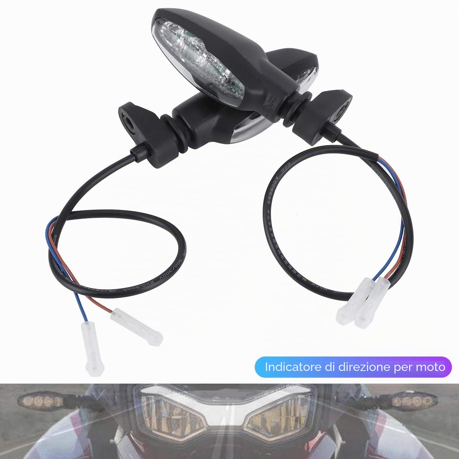 Tefola Coppia di indicatori di direzione per moto, indicatori di direzione per moto, indicatori di direzione anteriori a LED ambra 12V adatti per TRIUMPH Tiger 800/1200