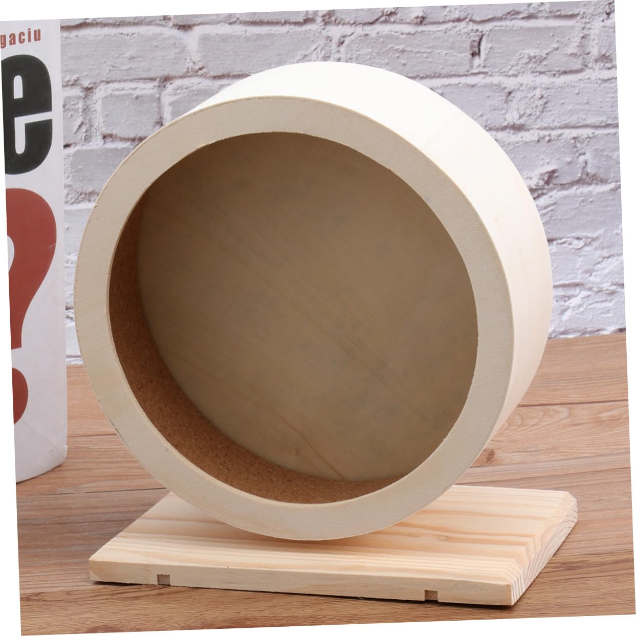 Rueda de Madera sólida Ejercicio Rueda de roedores no Silenciar desct Erizo para Hamsters platillo pequeño Juguete para Mascotas Bambú Beige