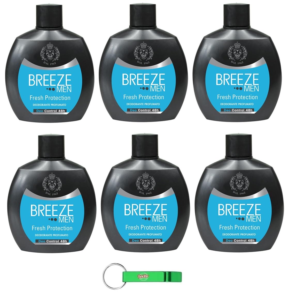 Breeze Men Fresh Protection Desodorante Squeeze Squeeze, desodorante sin gas y sin sales de aluminio, desodorante aromático de 48 horas para hombres, 100 ml + llavero Beni Culinari gratuito