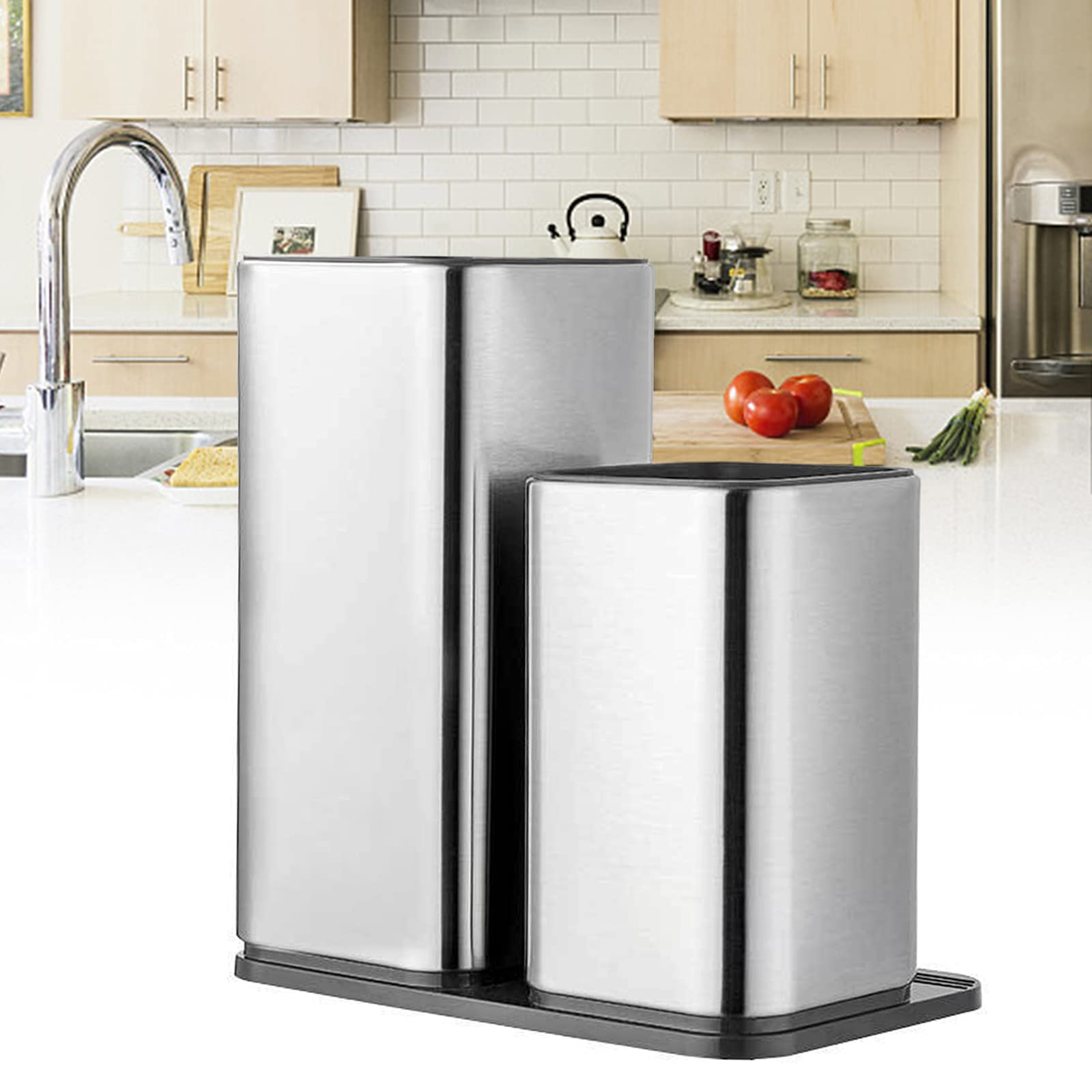 Blocco portacoltelli in acciaio inox con porta utensili, set di posate da cucina, utensili, coltelli, organizer da cucina, supporto universale in acciaio inox